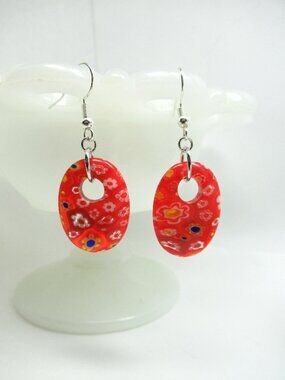 Red Millefiori component earrings